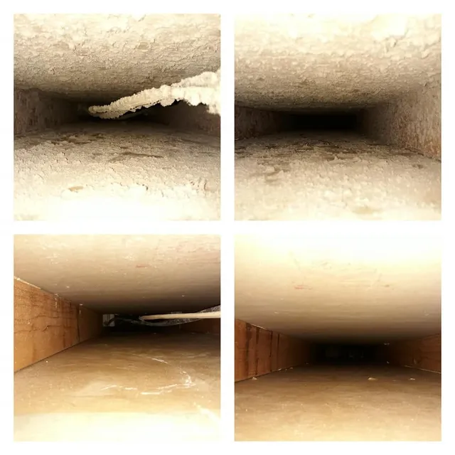 Duct runs before and after cleaning, two pairs
